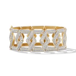 David Yurman Diamond Carlyle Open Bracelet in 18K Yellow Gold with Pave Diamonds 0