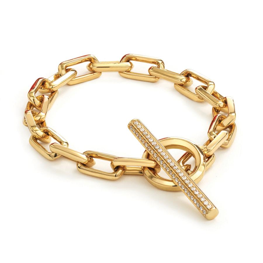 Yellow Gold Paperclip Style Toggle Bracelet 0
