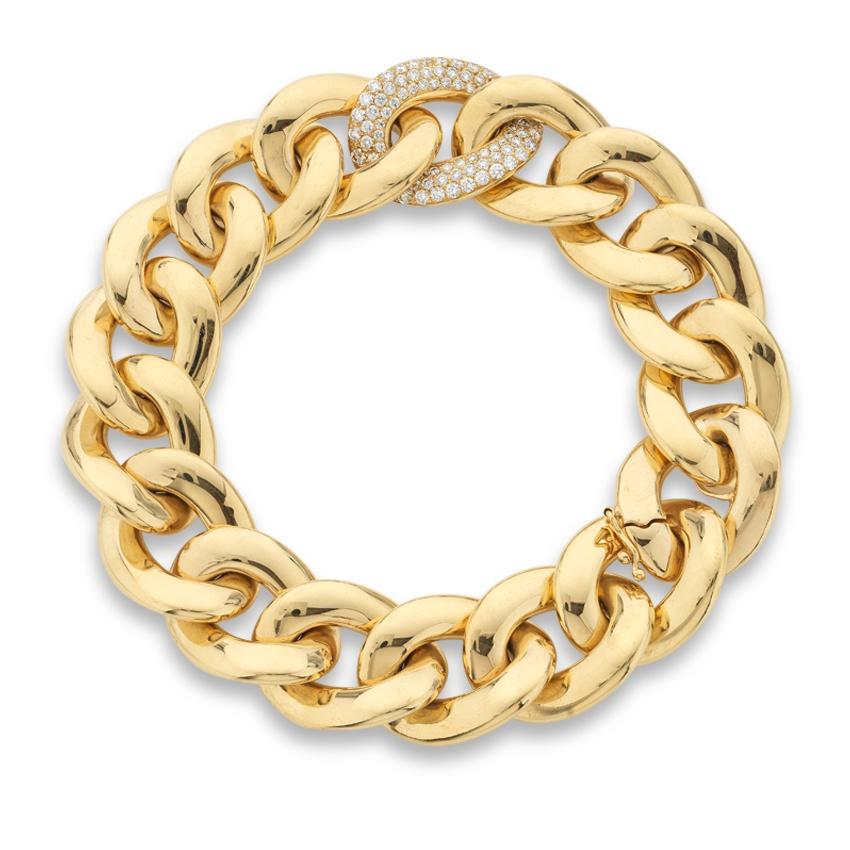 Yellow Gold & Diamond Curb Link Bracelet 0