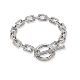 White Gold Diamond Link Toggle Bracelet 0