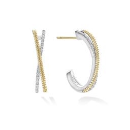 Lagos Caviar Lux Thin Gold Caviar X Diamond Hoop Earrings 1