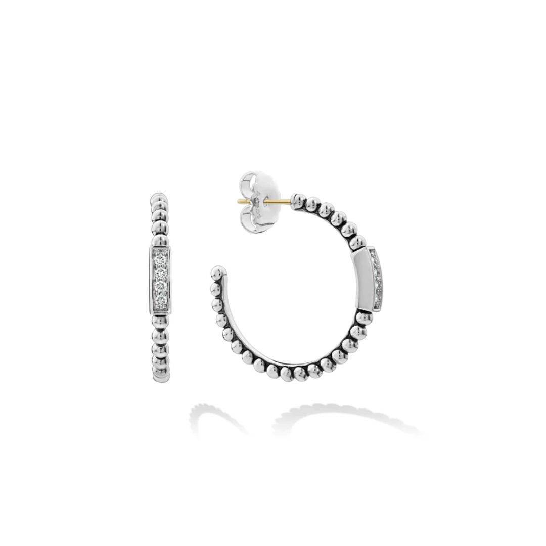 Lagos Caviar Spark Beaded Diamond Hoop Earrings 1