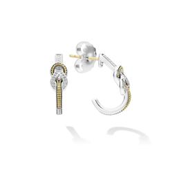 Lagos Newport Two Tone Knot Diamond Half Hoop Earrings 1