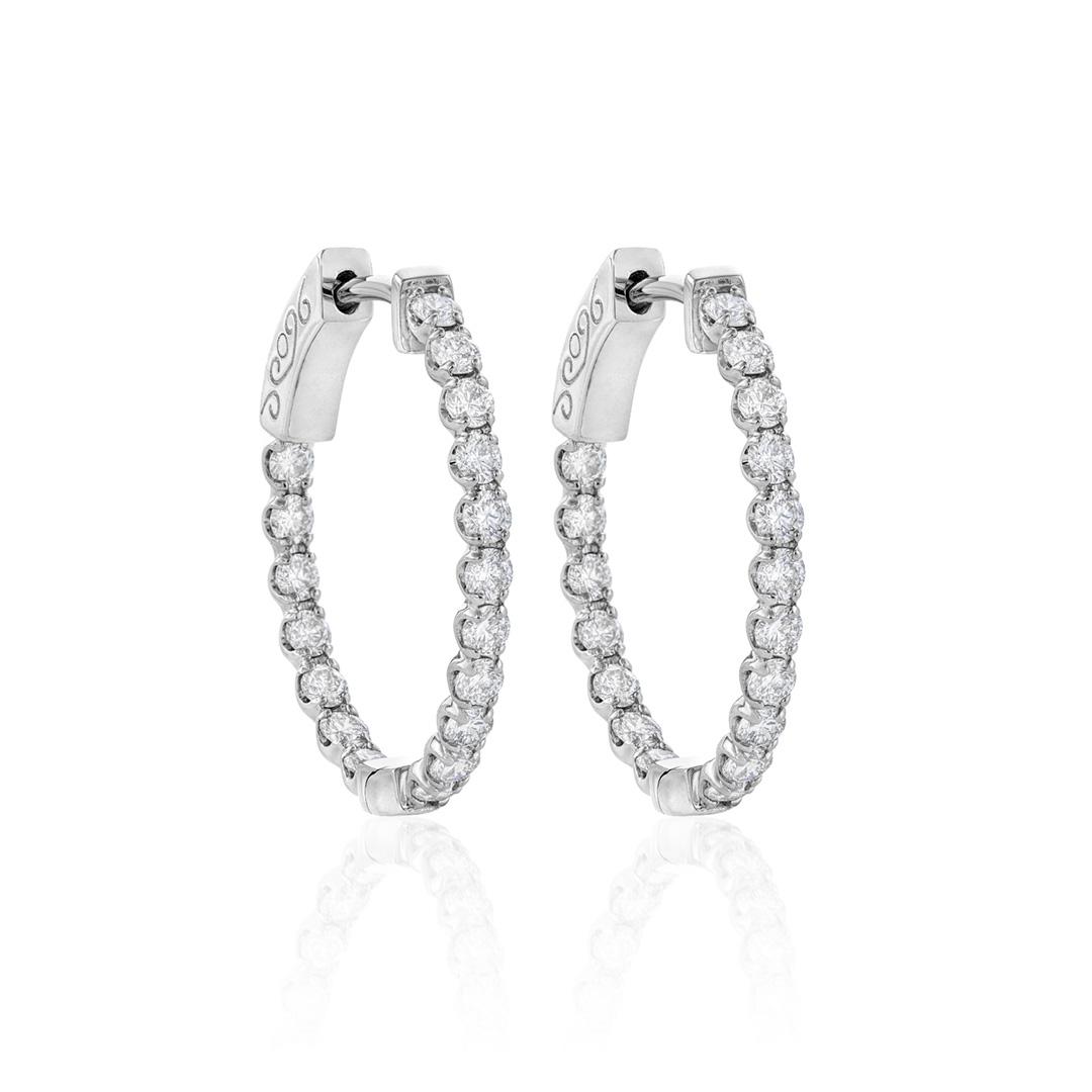 White Gold 42mm Oval 1.06CTW Diamond Hoops 0