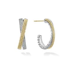 Lagos Caviar Lux Large Gold Caviar X Diamond Hoop Earrings 1