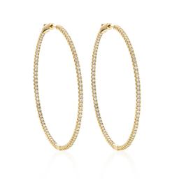 3.00 CTW Oversized Ultra Thin Yellow Gold In and Out Hoop Earrings 0