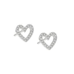 White Gold & Diamond 6mm Open Heart Post Earrings 0