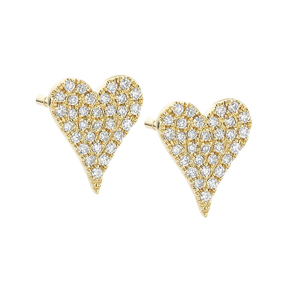 Yellow Gold 0.14 CTW Diamond Heart Post Earrings 1