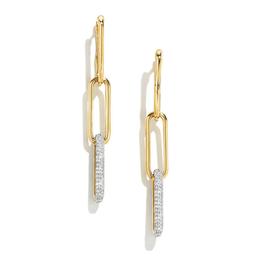 Yellow & White Gold Pave Diamond Link Drop Earrings 0