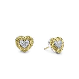 Lagos Caviar Lux Diamond Heart Stud Earrings 1