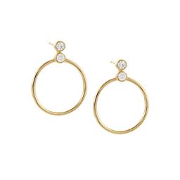 14k Yellow Gold Double Down Diamond Open Circle Drop Earrings 0