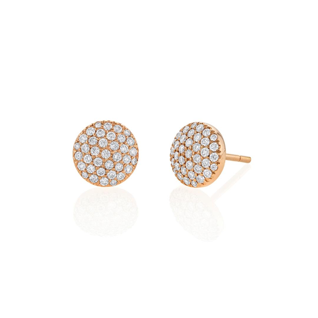 Diamond and Rose Gold 10mm Disc Earrings 0