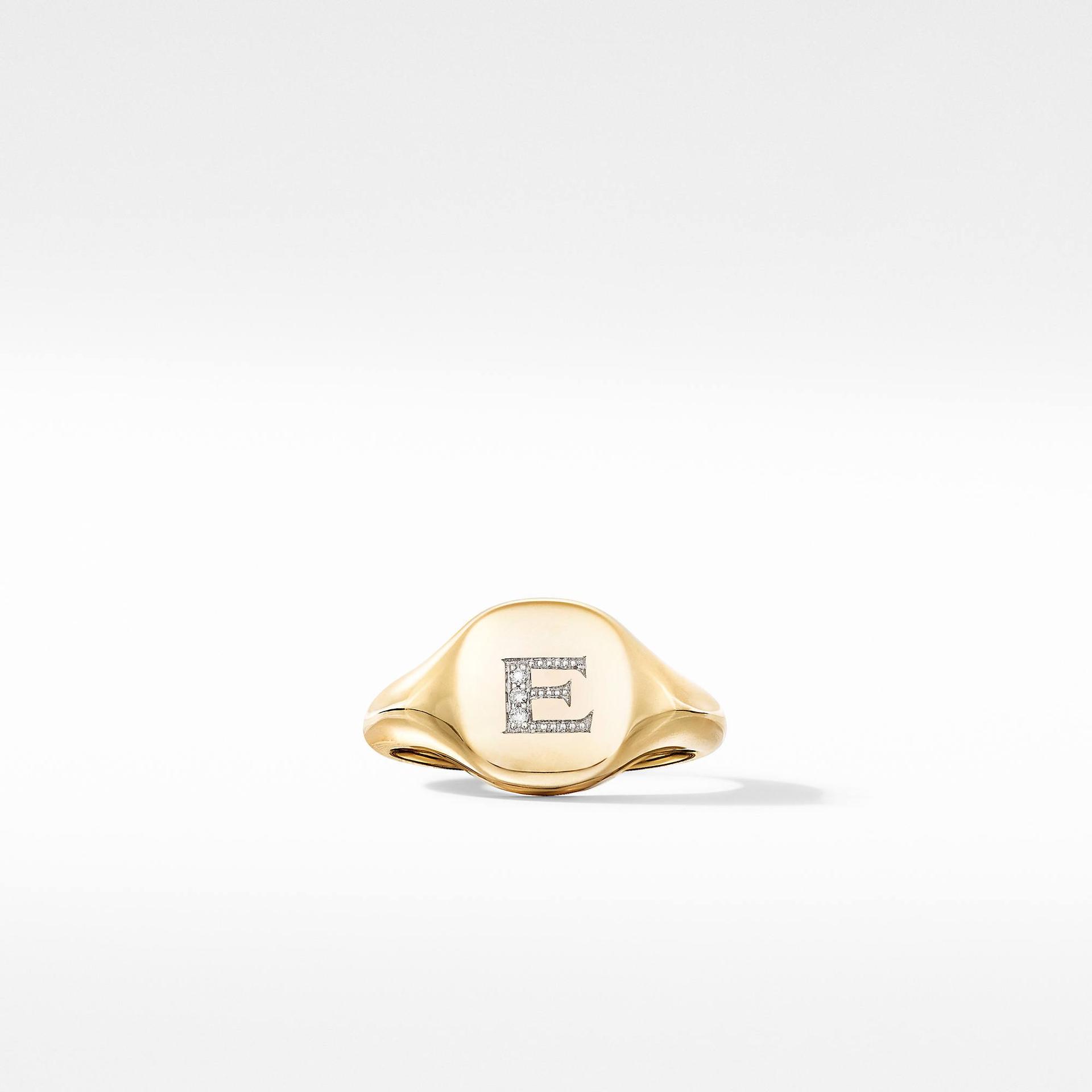 Mini DY Initial Pinky Ring in 18K Yellow Gold with Diamonds_4