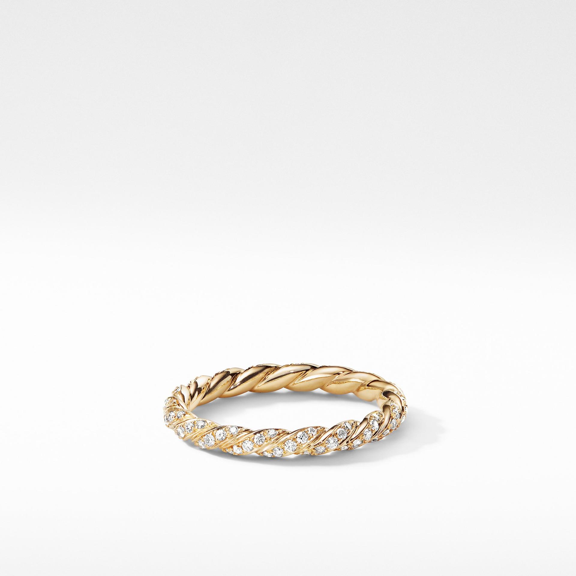 David Yurman Pave flex Ring with Diamonds in 18K Gold, 2.7mm 0