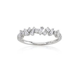 White Gold Round and Baguette Zigzag Diamond Band 1