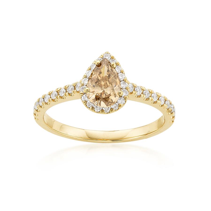 0.57 CT Pear Shaped Brown Diamond Engagement Ring 0