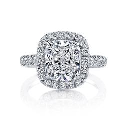 Platinum 8.85 CTW Cushion Cut Diamond Halo Engagement Ring 0