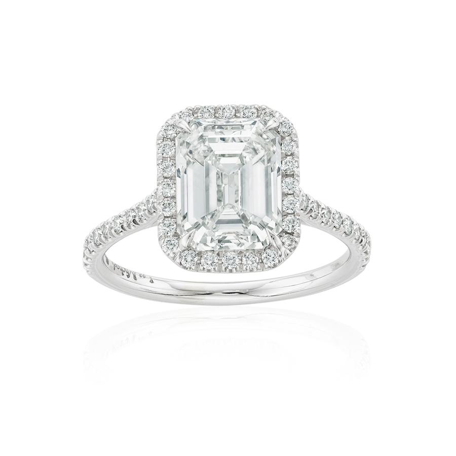 3.01 CT Emerald Cut Diamond White Gold Engagement Ring 1