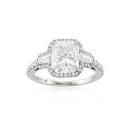 3.02 CT Radiant Cut Diamond Engagement Ring with Baguette Side Stones 1