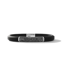 David Yurman Streamline ID Black Rubber Bracelet with Pave Black Diamonds 0