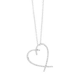 Asymmetrical Open Heart Diamond Pendant Necklace 0