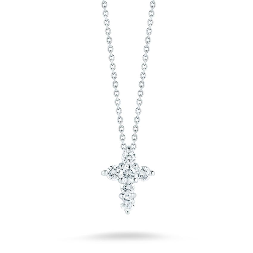 Roberto Coin 18k Tiny Treasures Diamond Cross Pendant Necklace 0