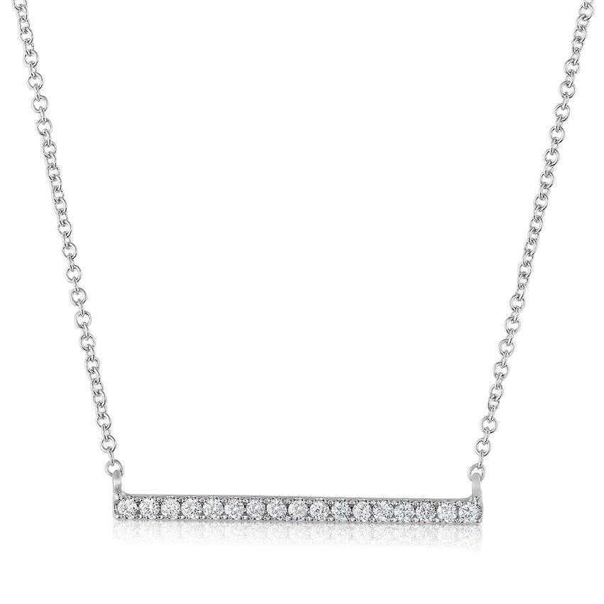 Pave Diamond Bar Necklace in White Gold 0