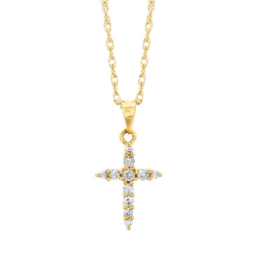 Round Diamond Cross Pendant Necklace 0