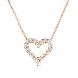 Rose Gold 0.25 Carat Round Diamond Open Heart Pendant Necklace 0