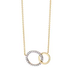 Yellow Gold Double Circle Diamond Necklace 0