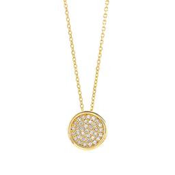 14K Yellow Gold Pave Diamond Circle Necklace 0