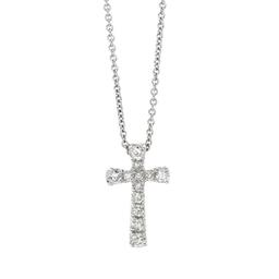 Flared White Gold Diamond Cross Pendant Necklace 0
