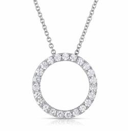 White Gold 0.50 CTW Diamond Open Circle Pendant Necklace 0