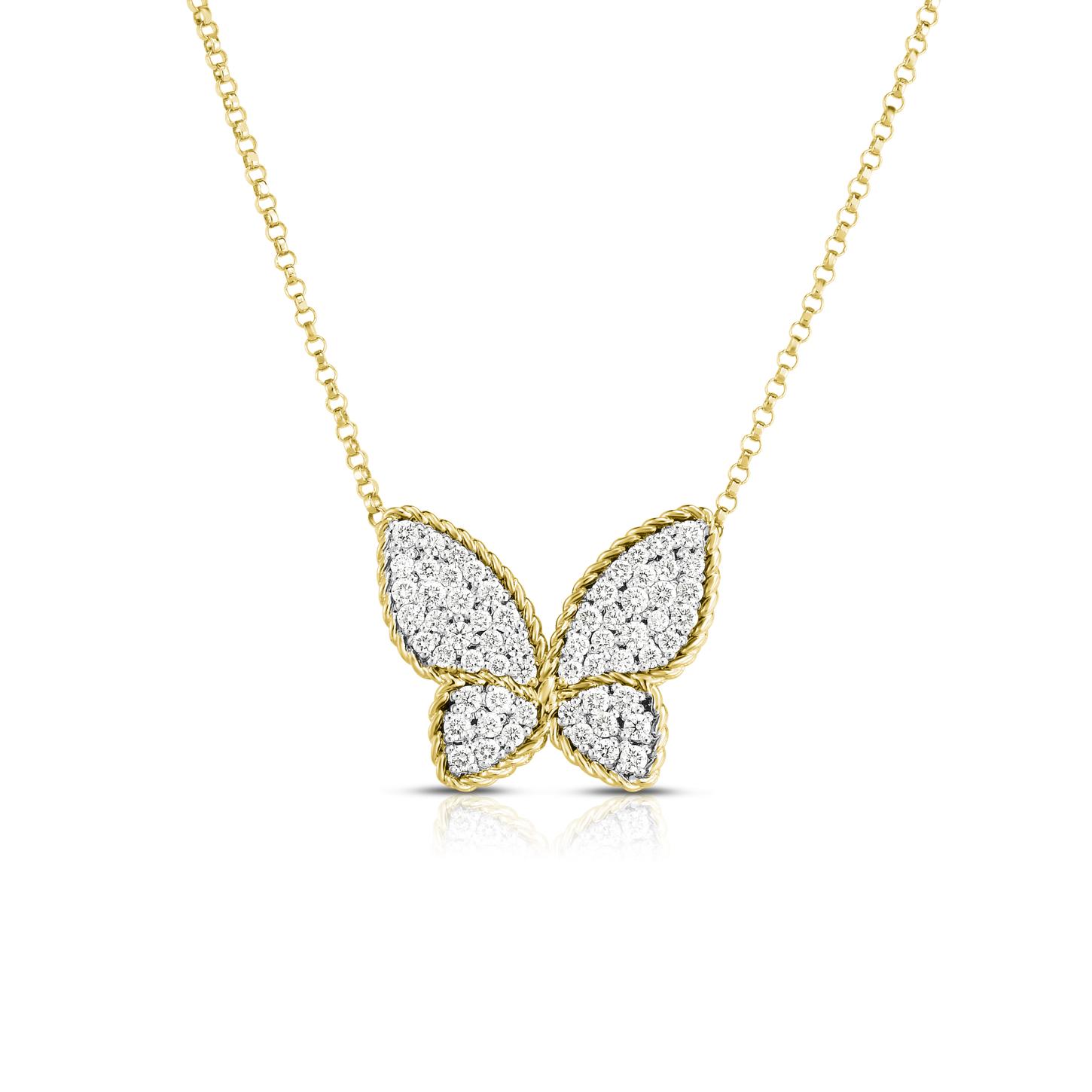 Roberto Coin 18k Pave Diamond Butterfly Necklace 0