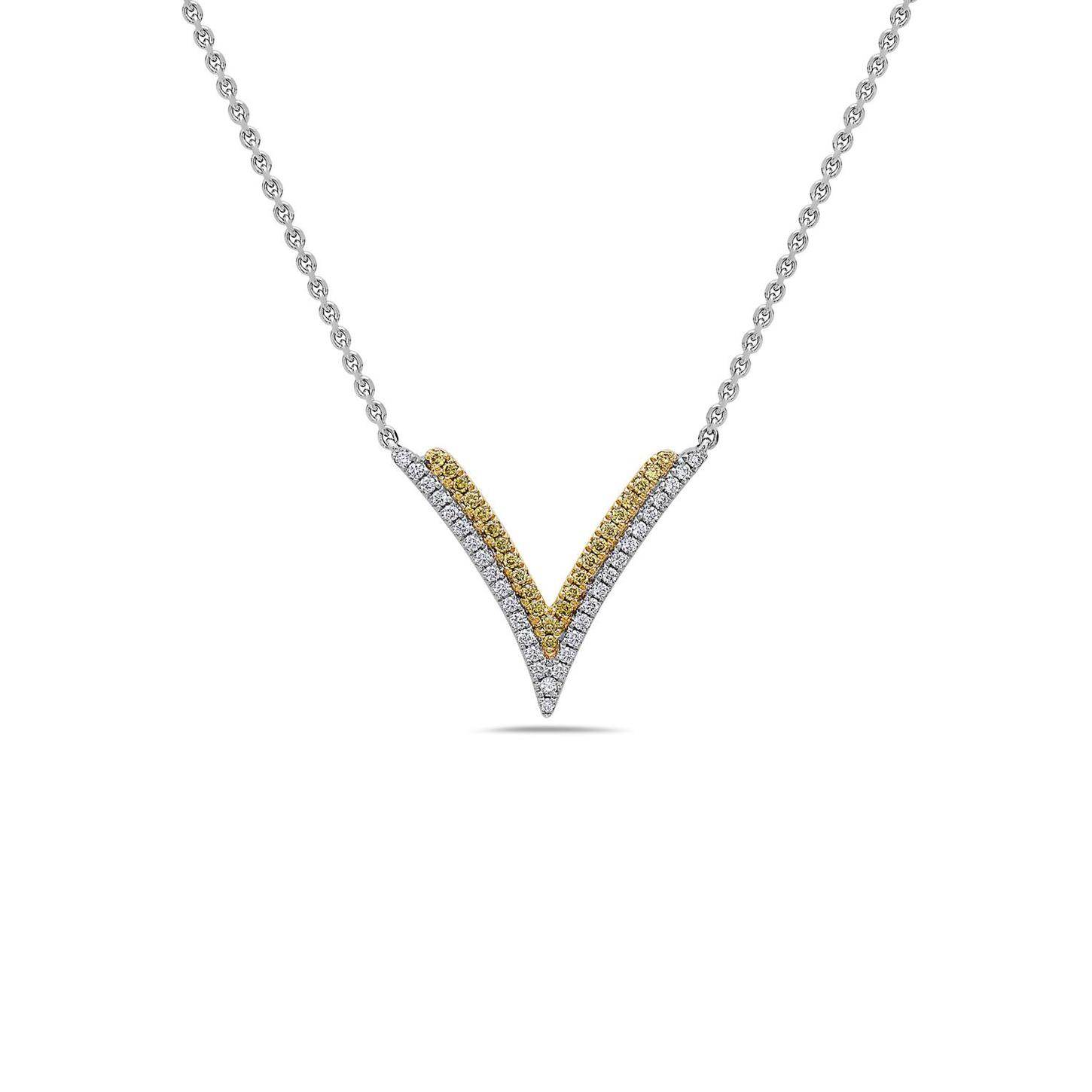 Charles Krypell Diamond Double V Pendant Necklace 0