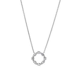 White Gold Open Circle Diamond Cluster Pendant Necklace 0