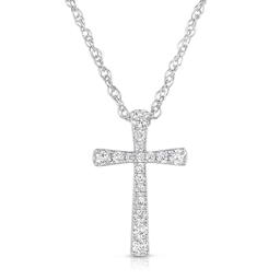 White Gold 0.19 CTW Diamond Cross Pendant Necklace 0