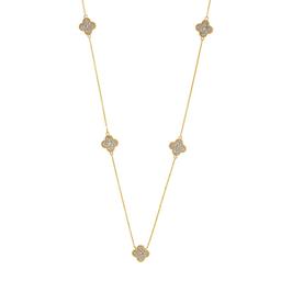 Yellow Gold & Diamond Floral Station Necklace 0