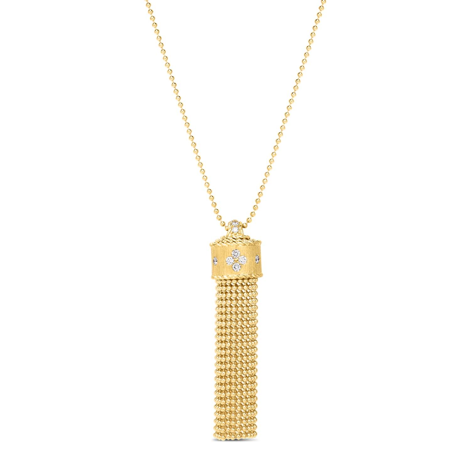 Roberto Coin 18k Yellow Gold Princess Flower Diamond Tassel Pendant Necklace 0