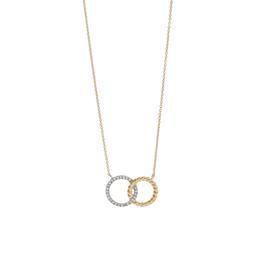 Twisted Yellow Gold and Diamond Open Circles Necklace 0