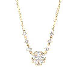 Yellow Gold Diamond Cluster Pendant Necklace 0