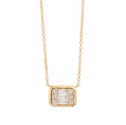 Baguette and Round Diamond Rectangular Necklace 0