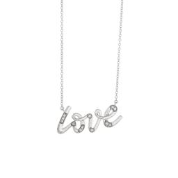 Sterling Silver Diamond Love Pendant Necklace 0