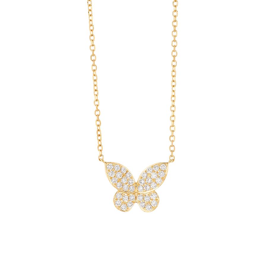 Diamond Butterfly Necklace in Yellow Gold 0