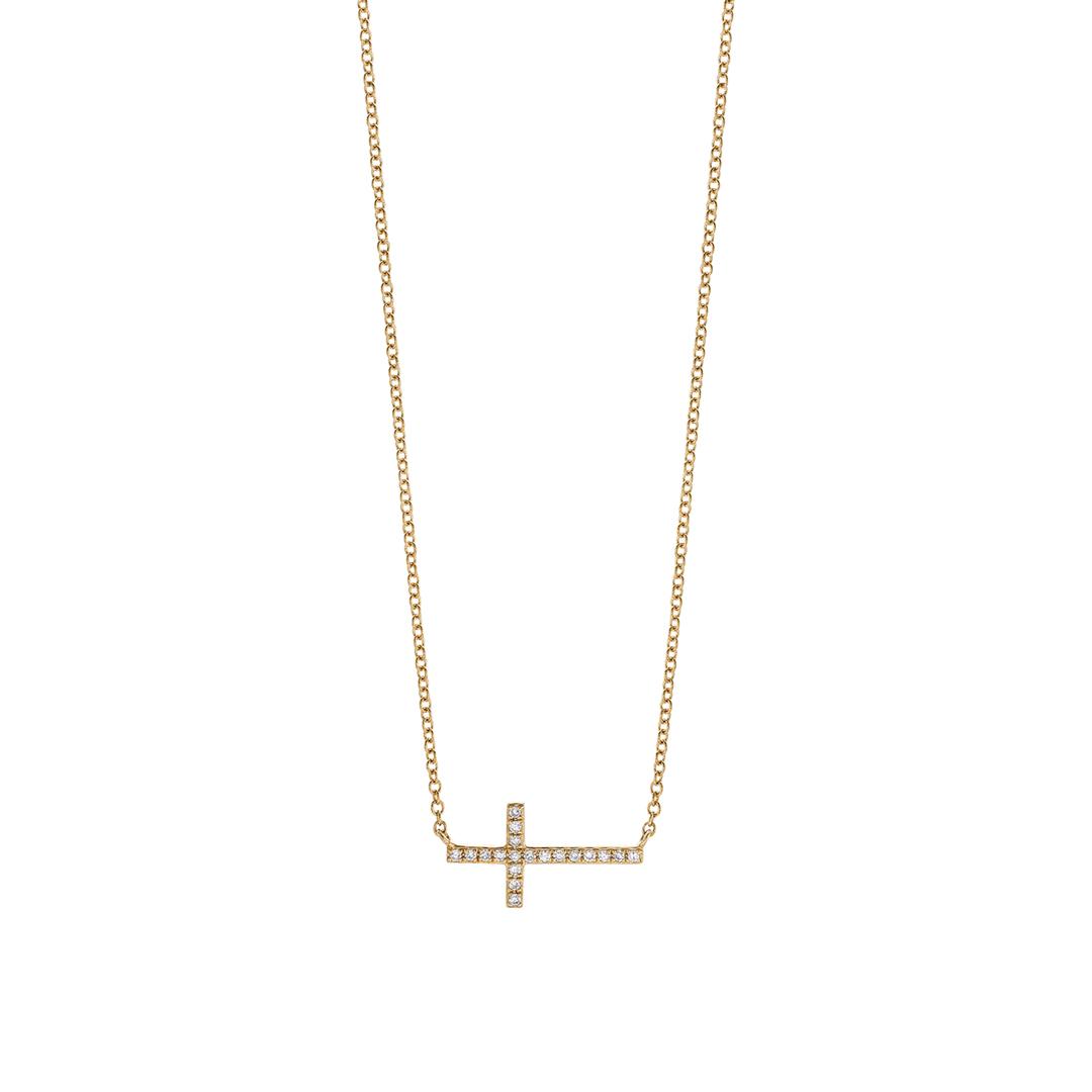 Sideways Cross Diamond Necklace 0