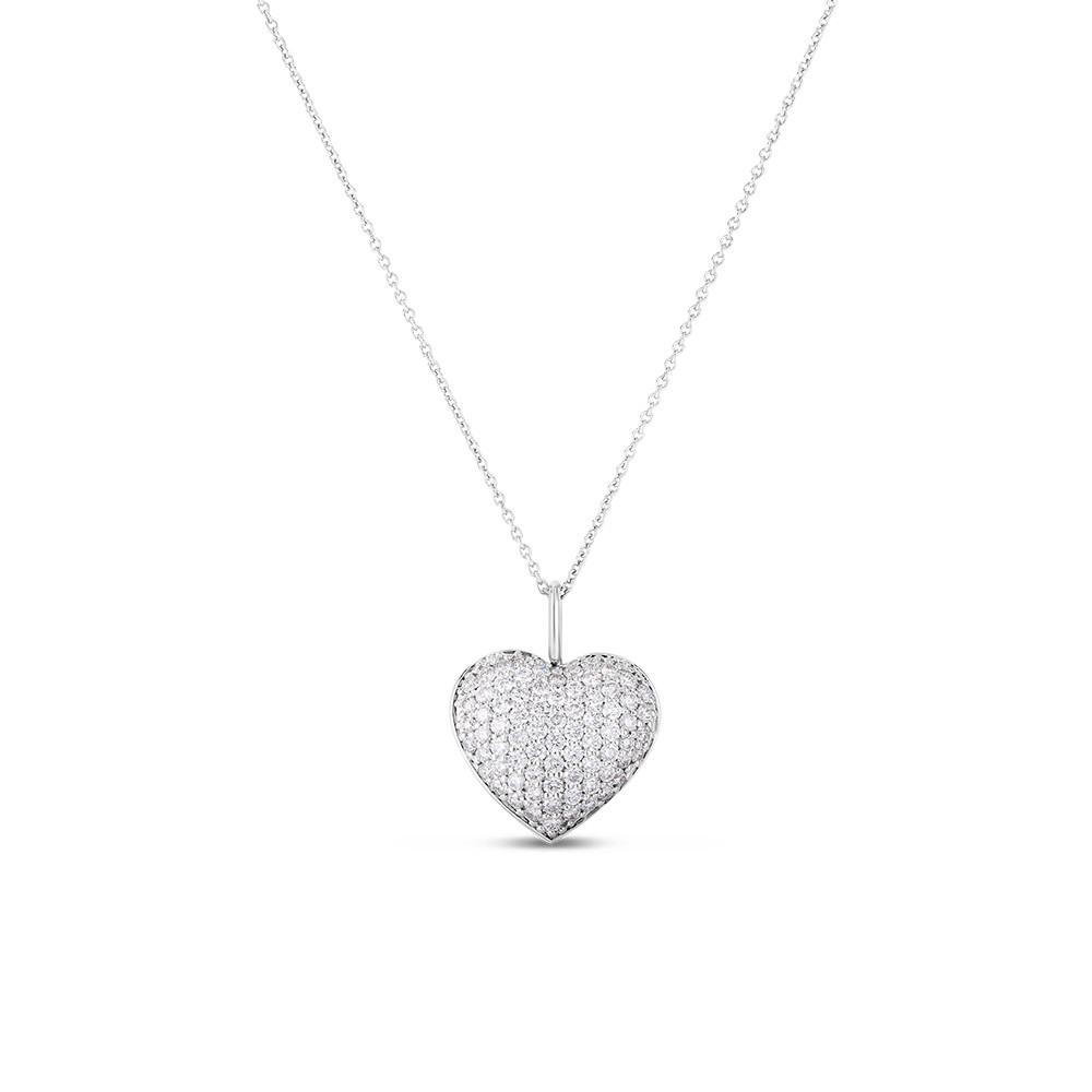 Roberto Coin Tiny Treasures 18K Puffed Diamond Heart Necklace 0