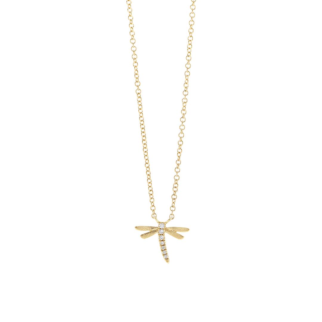 Pave Diamond Dragonfly Necklace 0
