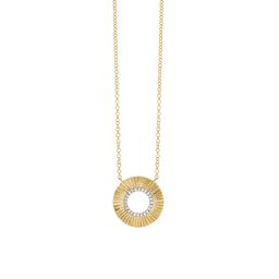 14k Gold Fluted Pendant Necklace with Diamonds 0