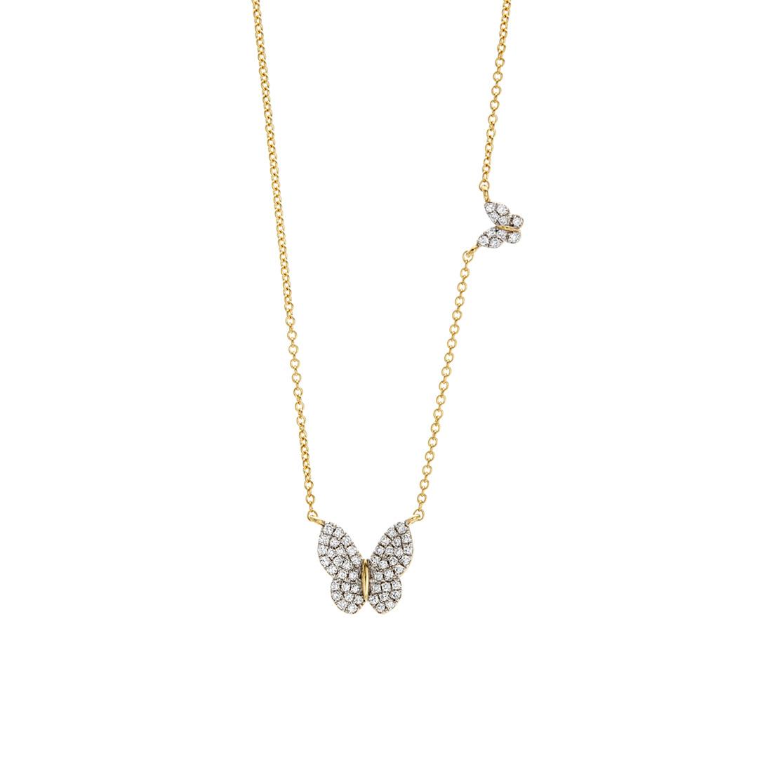 14k Gold Two Butterfly Necklace 0