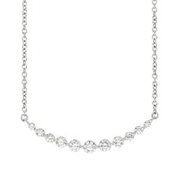 White Gold 1.00 CTW Round Diamond Curved Bar Pendant Necklace 0